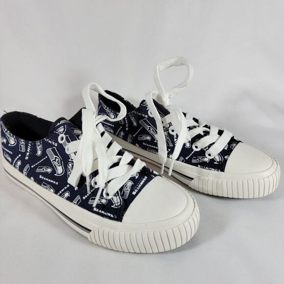 Foco Shoe Seattle Seahawks Blue White NFL Low Top Sneakers Womens Size 6 - Picture 1 of 6